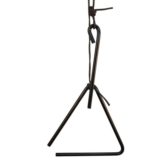 Iron Triangle Dinner Bell With Leather Hanging Strap Black 9x9 inch Country Farm - Picture 1 of 9